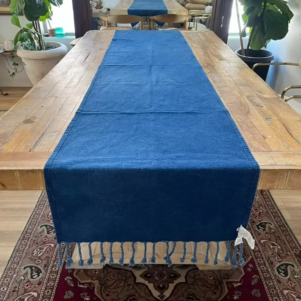 Pottery Barn Fringed Chambray Runner 108